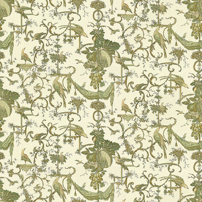 Kininvie Cotton Print fabric in leaf on white color - pattern BR-79500.432.0 - by Brunschwig &amp; Fils