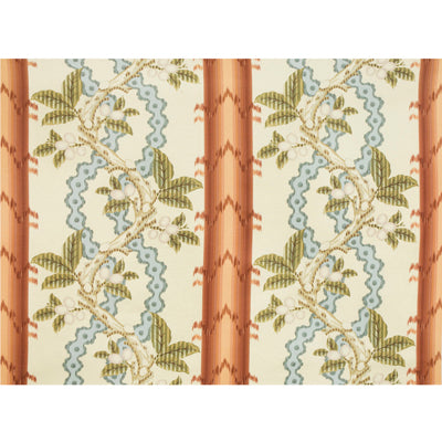 Josselin Cotton And Linen Print fabric in rust and blue color - pattern BR-79510.677.0 - by Brunschwig &amp; Fils