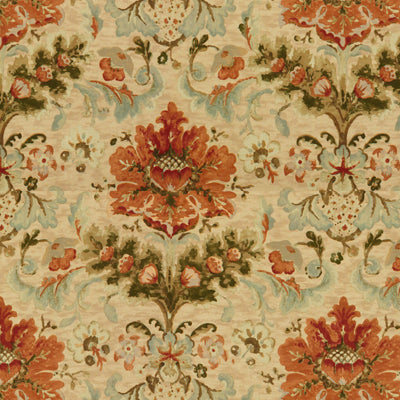 Windsor Damask Cotton &amp; Linen Print fabric in copper on sand color - pattern BR-79574.847.0 - by Brunschwig &amp; Fils
