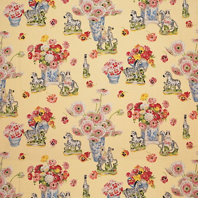 Gillian S Zebras Linen &amp; Cotton Print fabric in cream color - pattern BR-79653.015.0 - by Brunschwig &amp; Fils