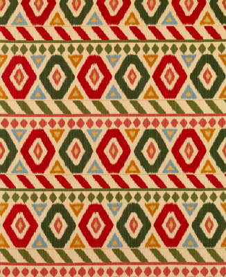 Uzbek Linen And Cotton Print fabric in poppy/green/coral color - pattern BR-79786.143.0 - by Brunschwig &amp; Fils