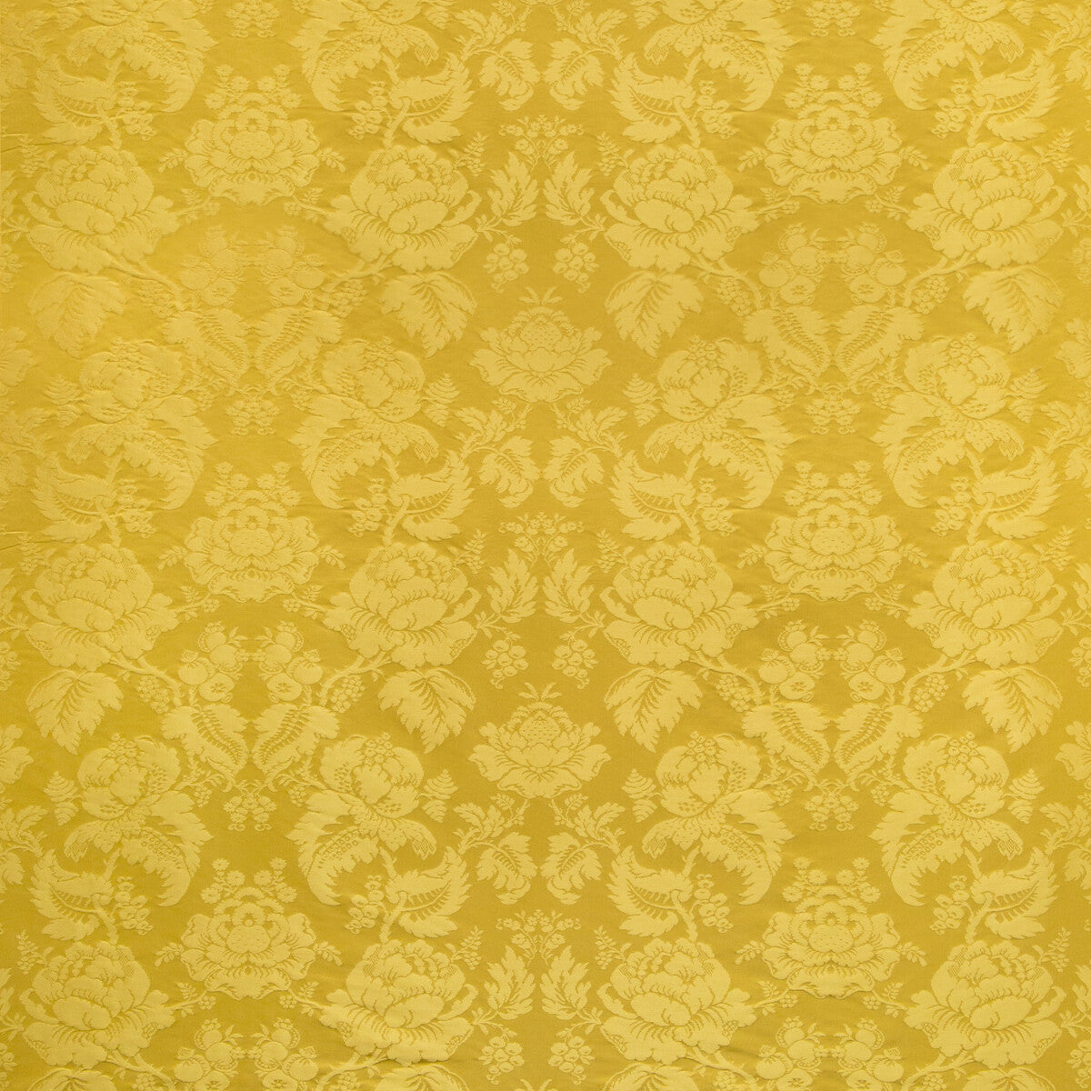 Moulins Damask fabric in canary color - pattern BR-81035.4.0 - by Brunschwig &amp; Fils