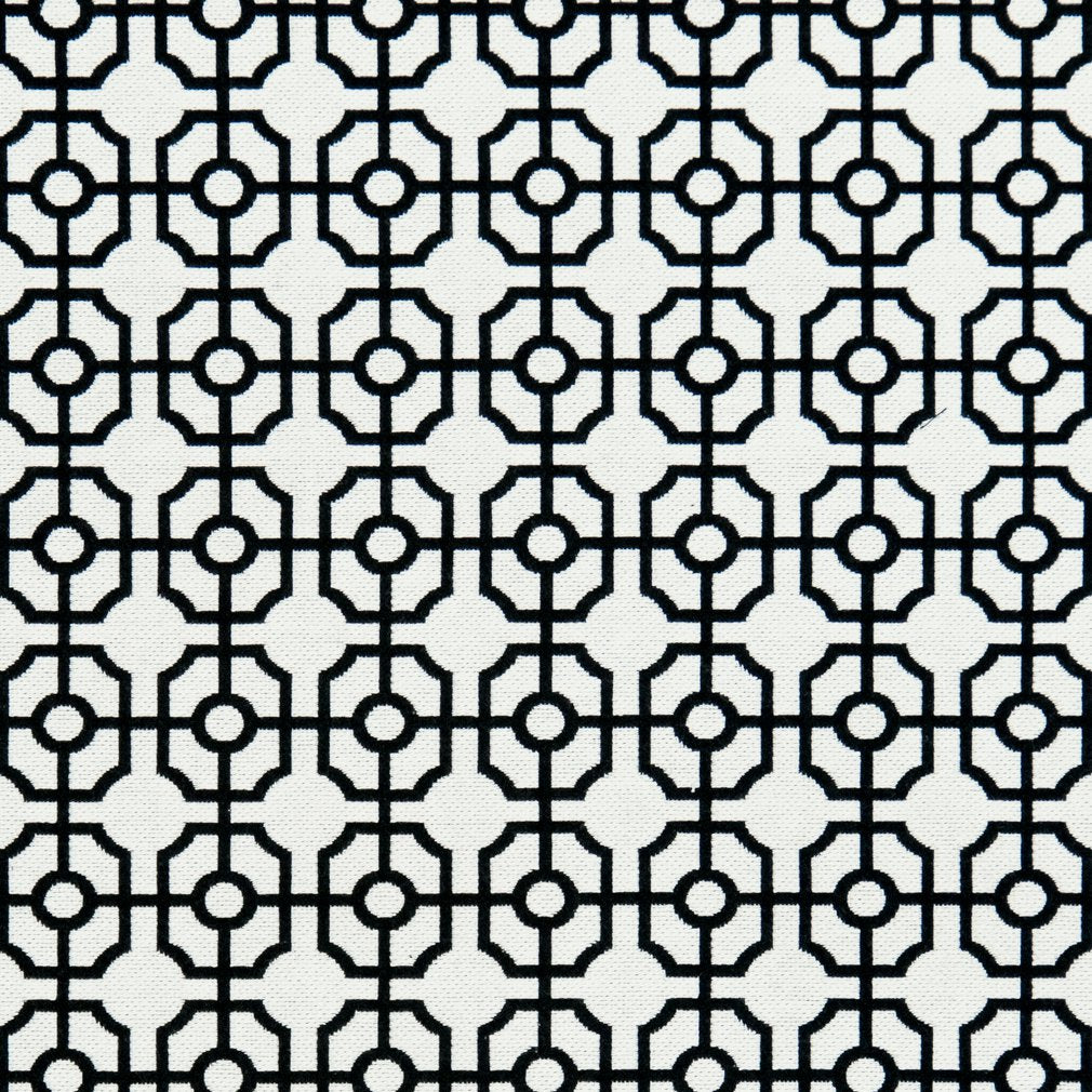 Lattice fabric in black and white color - pattern number CB800-111 - by Charlotte in the Black &amp; White collection