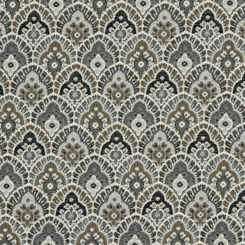 Medallions fabric in neutral color - pattern number CB800-120 - by Charlotte in the Black &amp; White collection