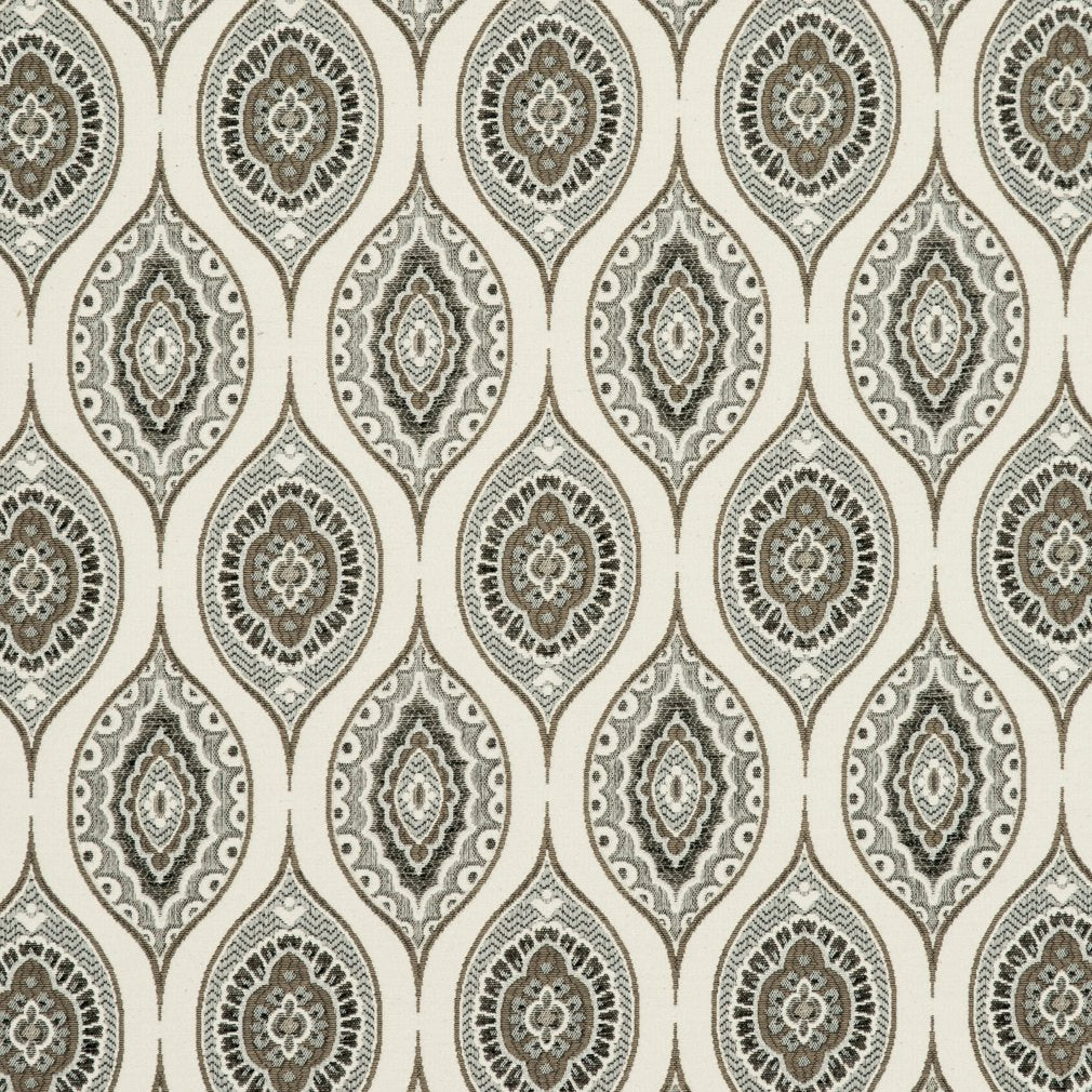 Ogee fabric in neutral color - pattern number CB800-121 - by Charlotte in the Black &amp; White collection