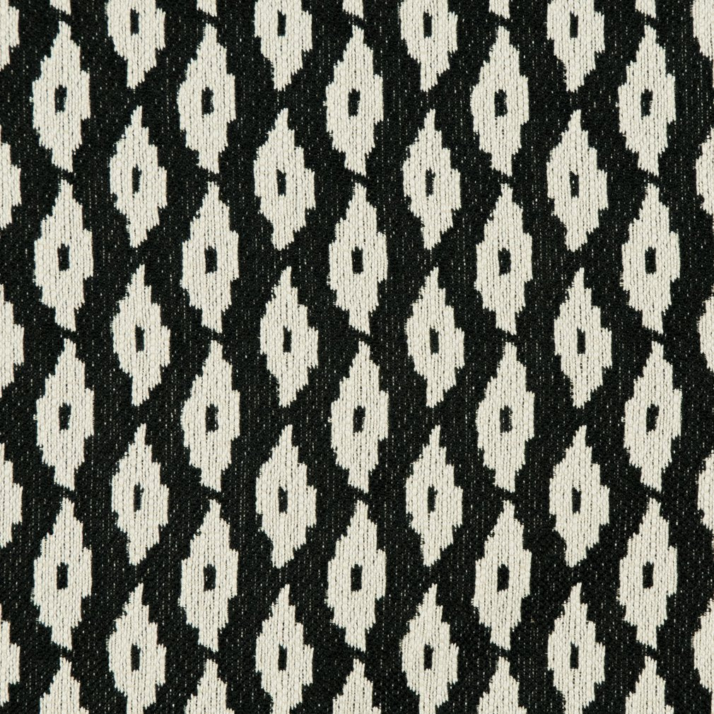 Ikat Weave fabric in black and white color - pattern number CB800-124 - by Charlotte in the Black &amp; White collection