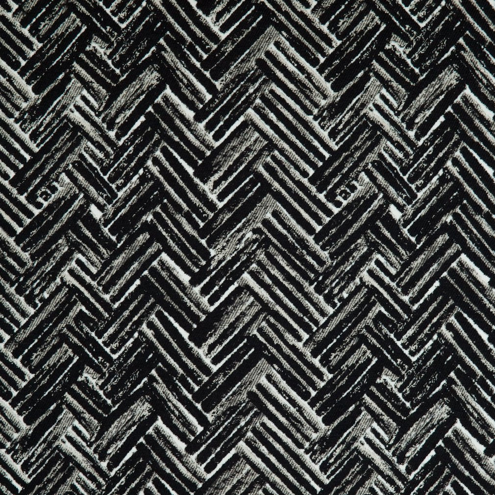 Herringbone fabric in black color - pattern number CB800-129 - by Charlotte in the Black &amp; White collection