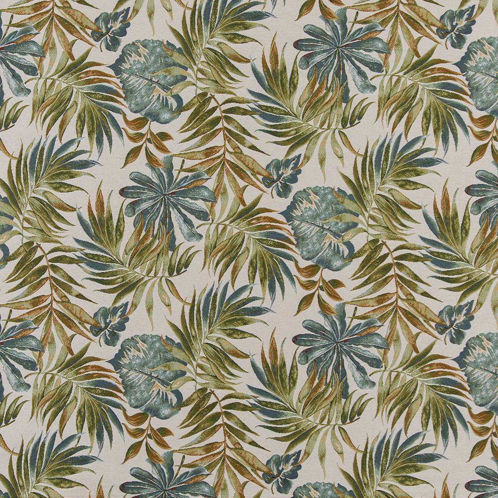 Tropical Leaves fabric in white color - pattern number CB800-245 - by Charlotte in the Blue Green and Teal collection