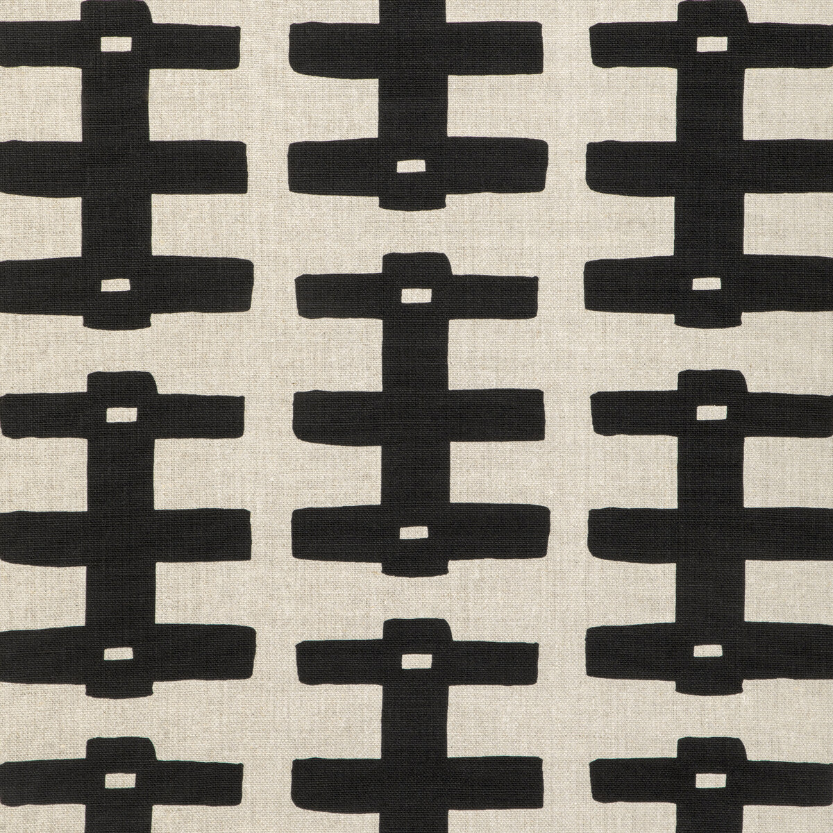 Bridge fabric in black natural color - pattern number CCF-2309.8116.0 - by Caroline Cecil Textiles in the Origins collection