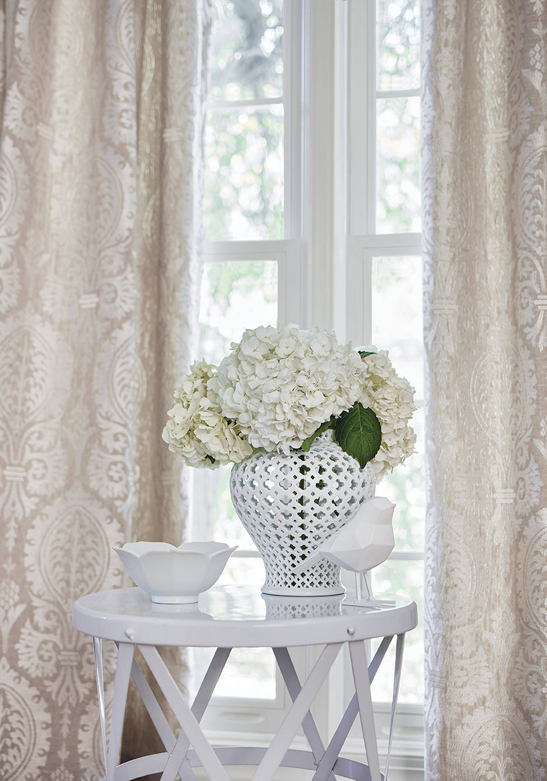 Sir Thomas Embroidery woven fabric in flax color - pattern number W772569 by Thibaut in the Chestnut Hill collection