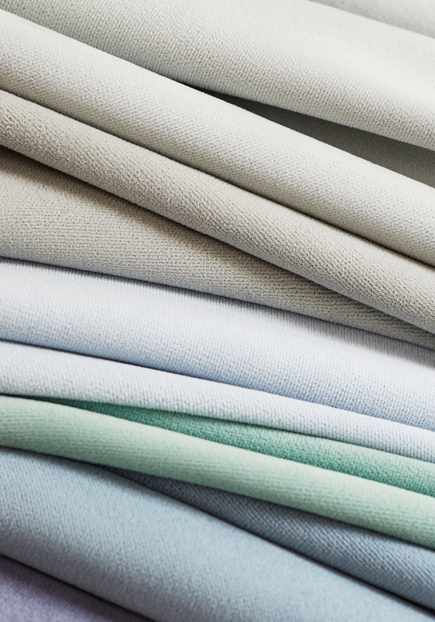 Collection of fabrics in Club Velvet sustainable woven fabric in seafoam color fabric - pattern number W7247 - by Thibaut in the Club Velvet collection