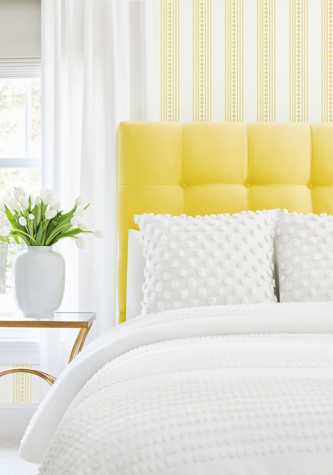 Sonoma Headboard in Club Velvet sustainable woven fabric in sunshine color - pattern number W7259 by Thibaut in the Club Velvet collection