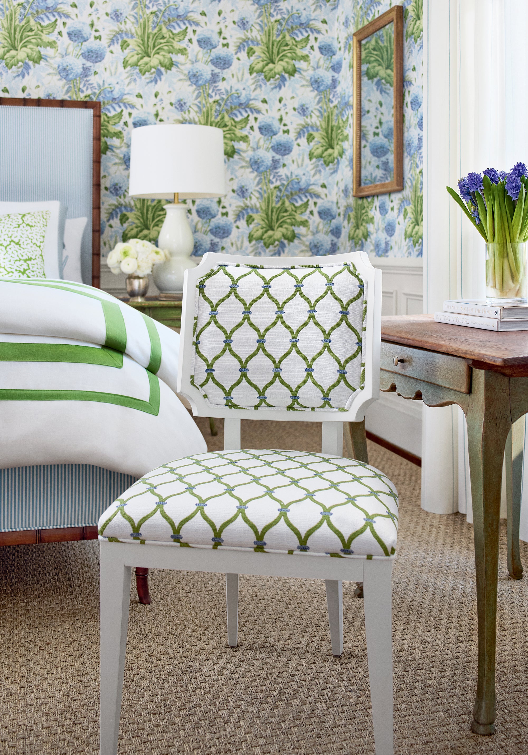 Kelby Dining Chair in Chandler woven fabric in leaf color - pattern number W81936 by Anna French in the Bristol collection