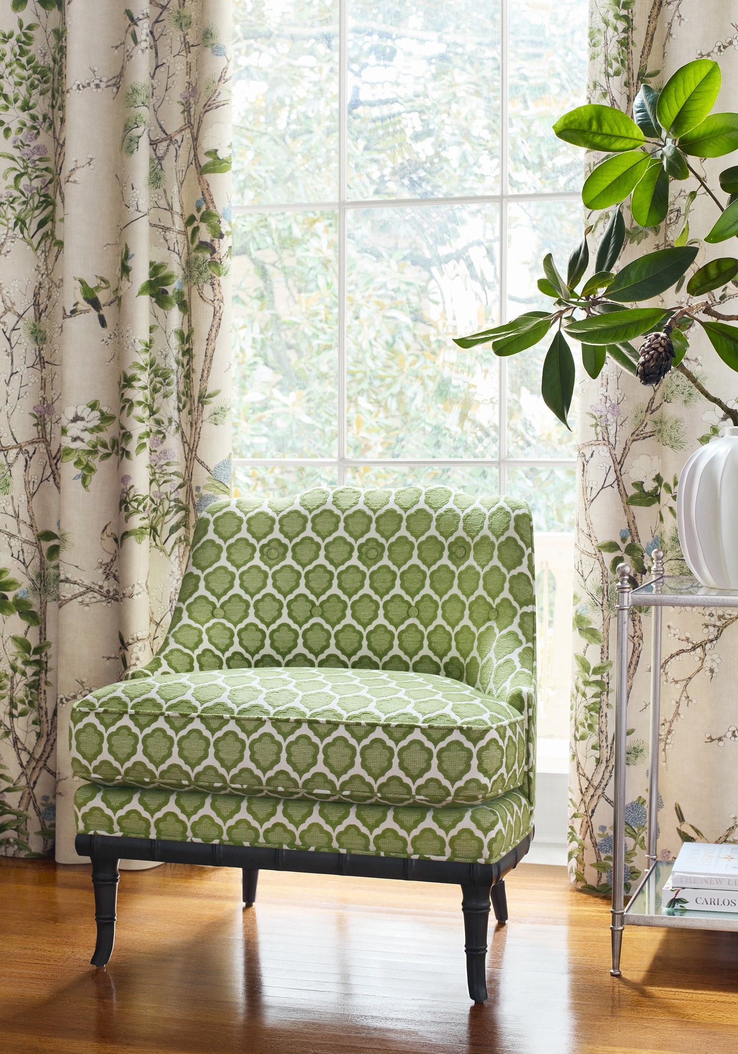 Brentwood Chair in Genie woven fabric in leaf color - pattern number W81930 by Anna French in the Bristol collection