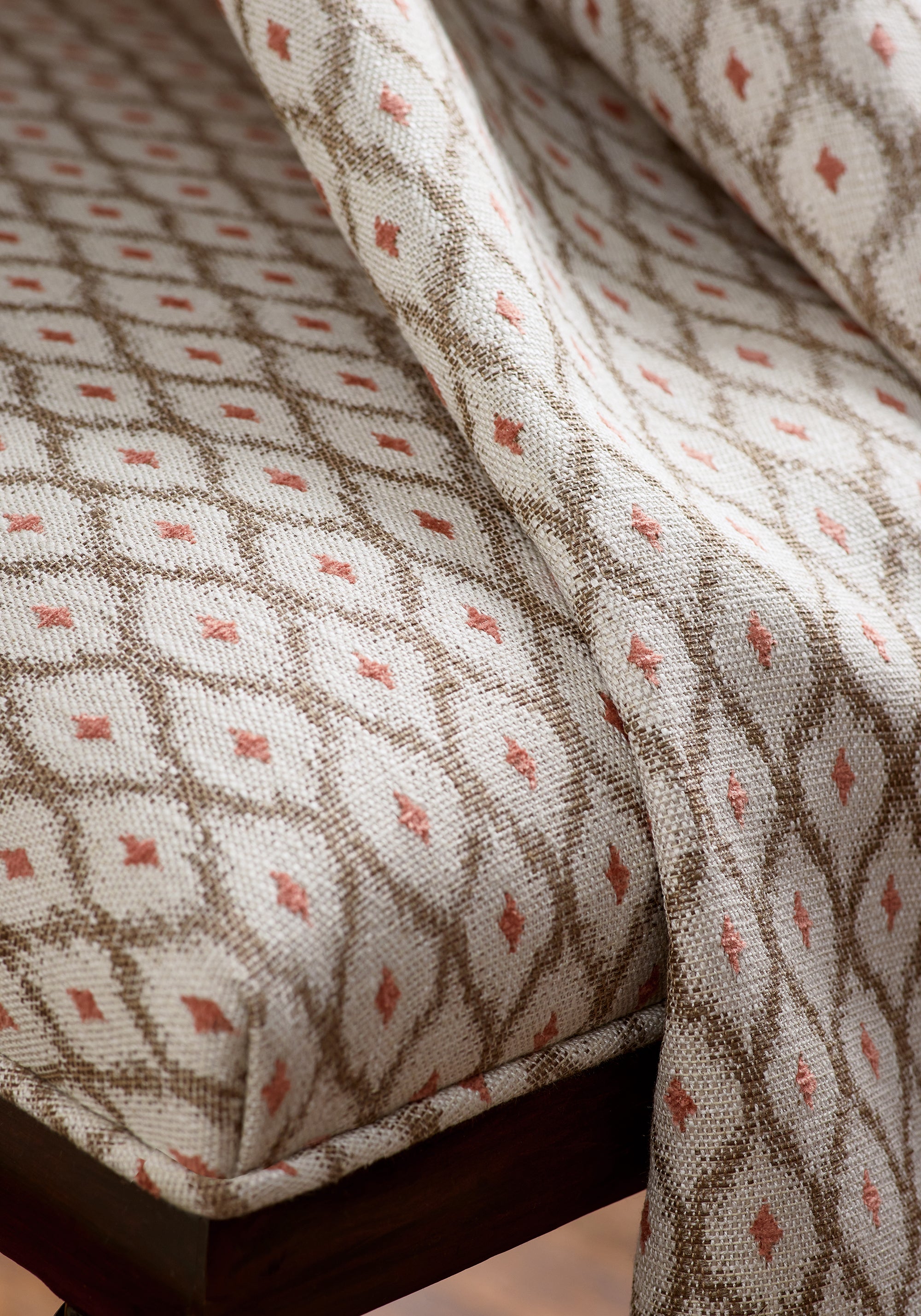 Detailed Josephine woven fabric in linen color, pattern number W81901 of the Anna French Bristol collection