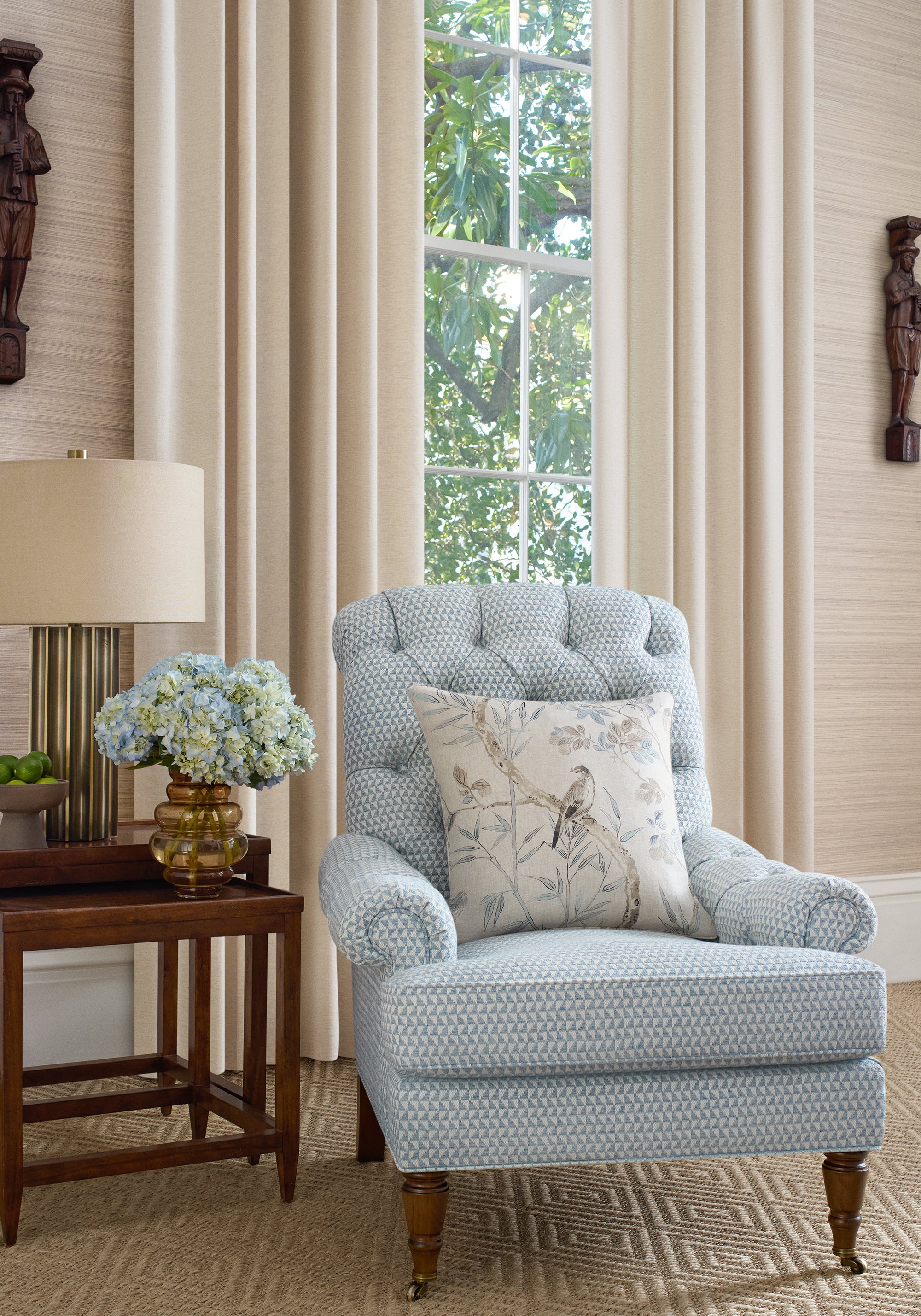 Cambridge Chair in Pollux woven fabric in sky color - pattern number W81910 by Anna French in the Bristol collection