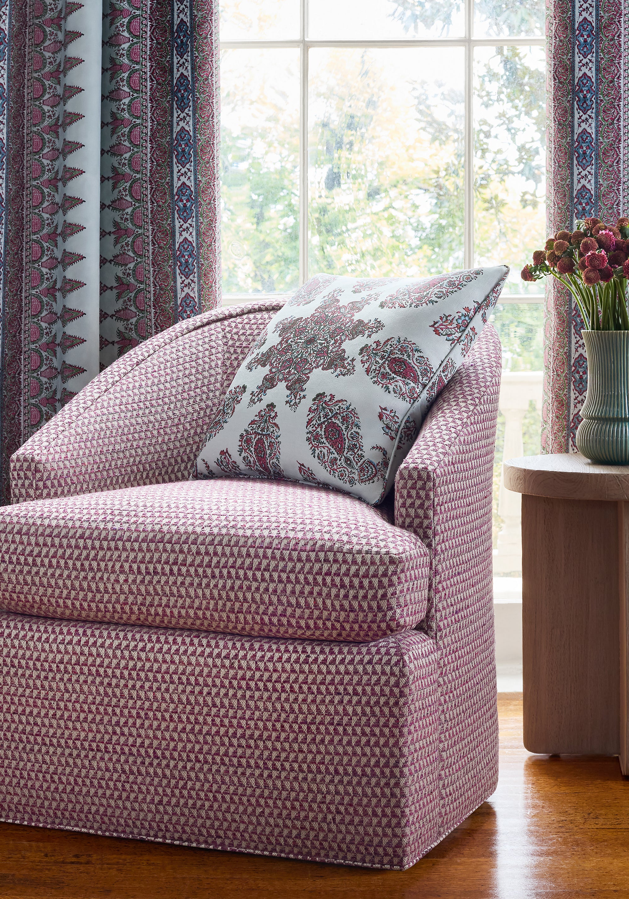 Dexter Chair in Pollux woven fabric in mulberry color - pattern number W81908 by Anna French in the Bristol collection