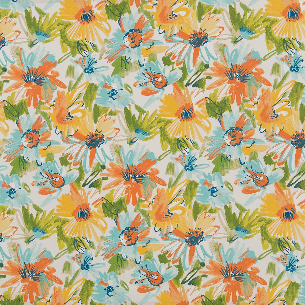 Flowers fabric in laguna color - pattern number D1659 - by Charlotte in the All Seasons collection