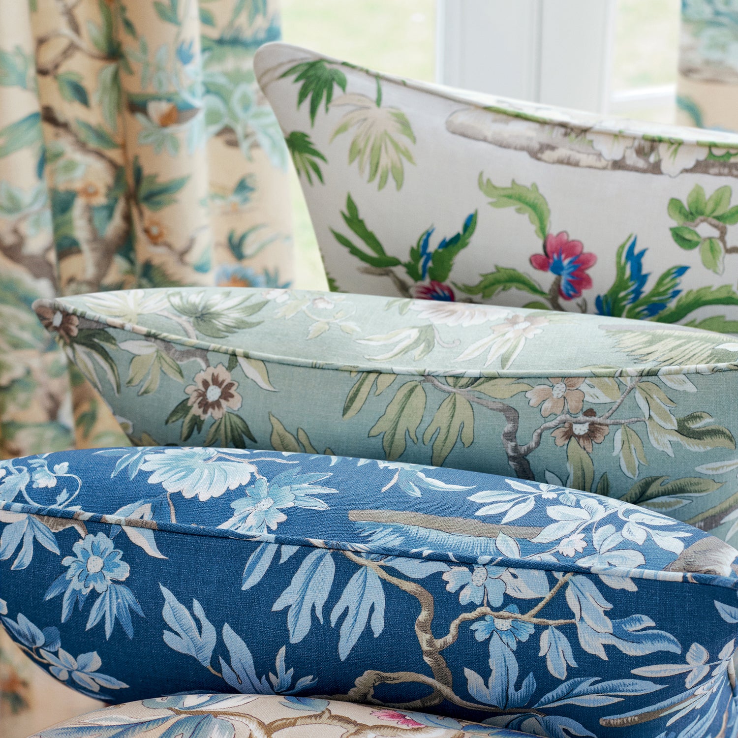 Pillow in Elwood fabric in Spring color - pattern number AF24560 - by Anna French in the Devon collection