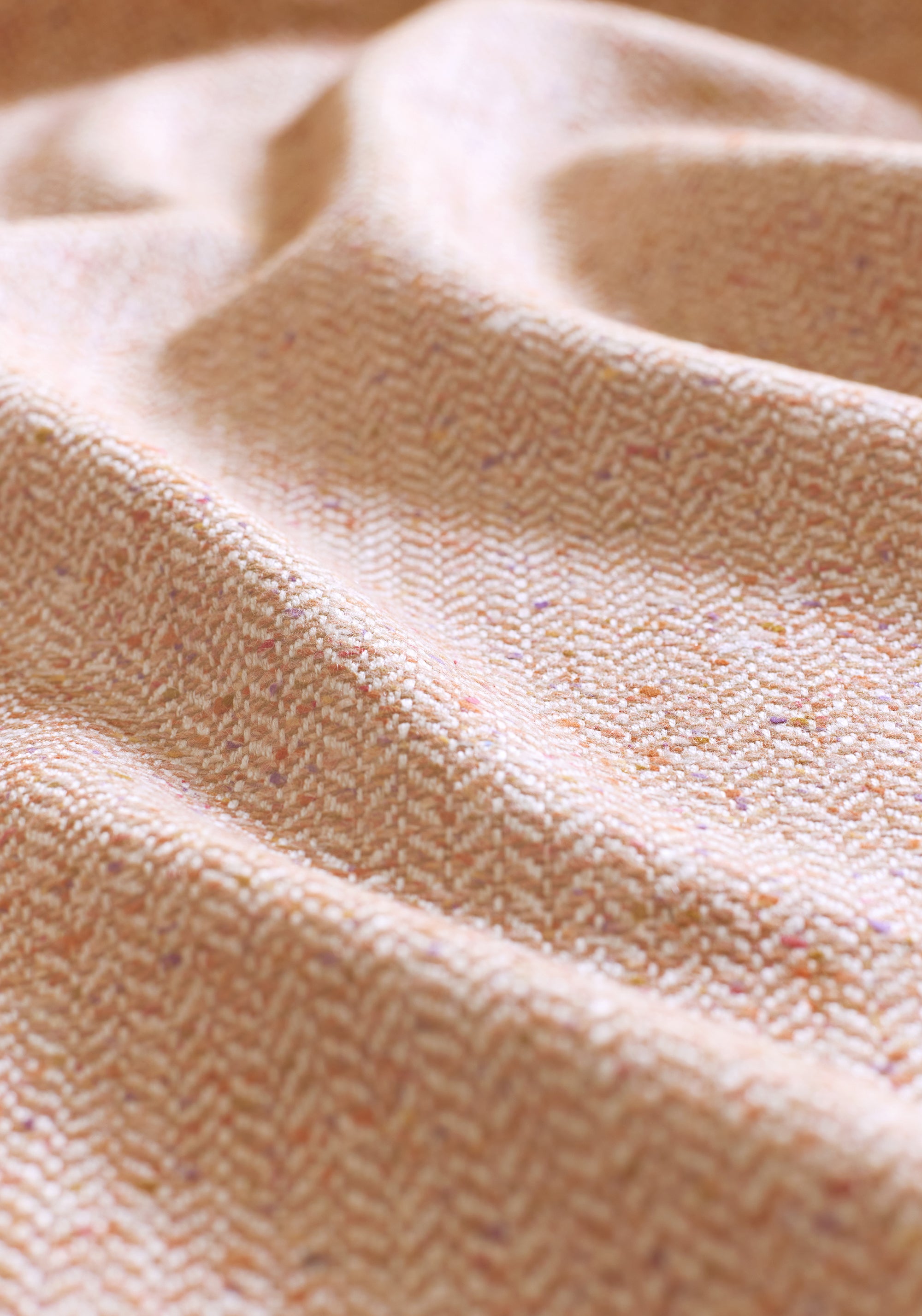 Fabric swatch showing Heath fabric in apricot color - pattern number W80926 - by Thibaut fabrics