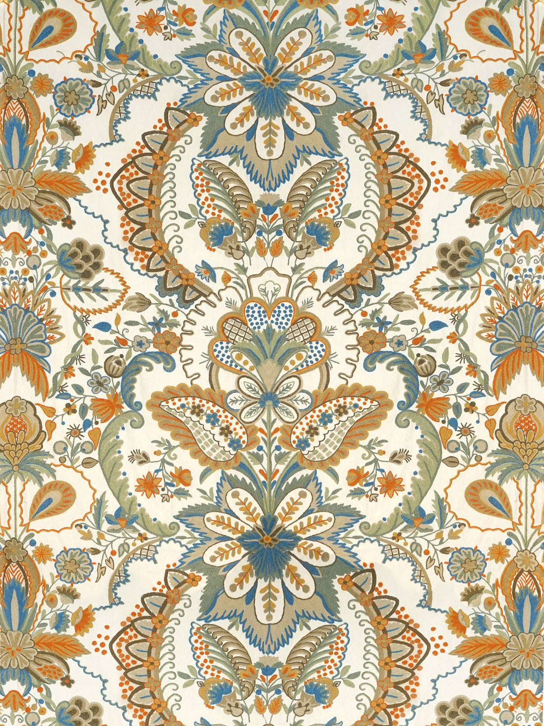 Lalita Crewel fabric in antique color - pattern number EG 00022390 - by Scalamandre in the Old World Weavers collection