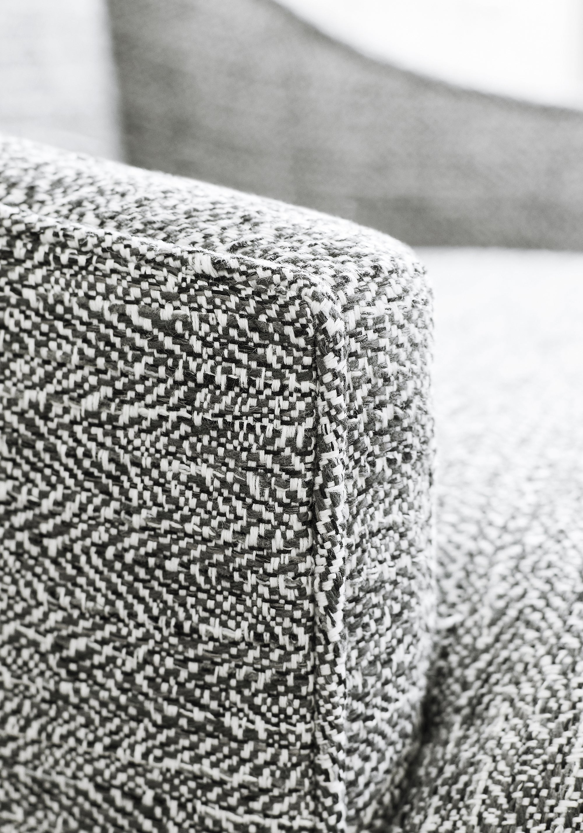 Detail of Hudson Dining Chair in Thibaut Elements woven fabric in Charcoal color - pattern number W75250