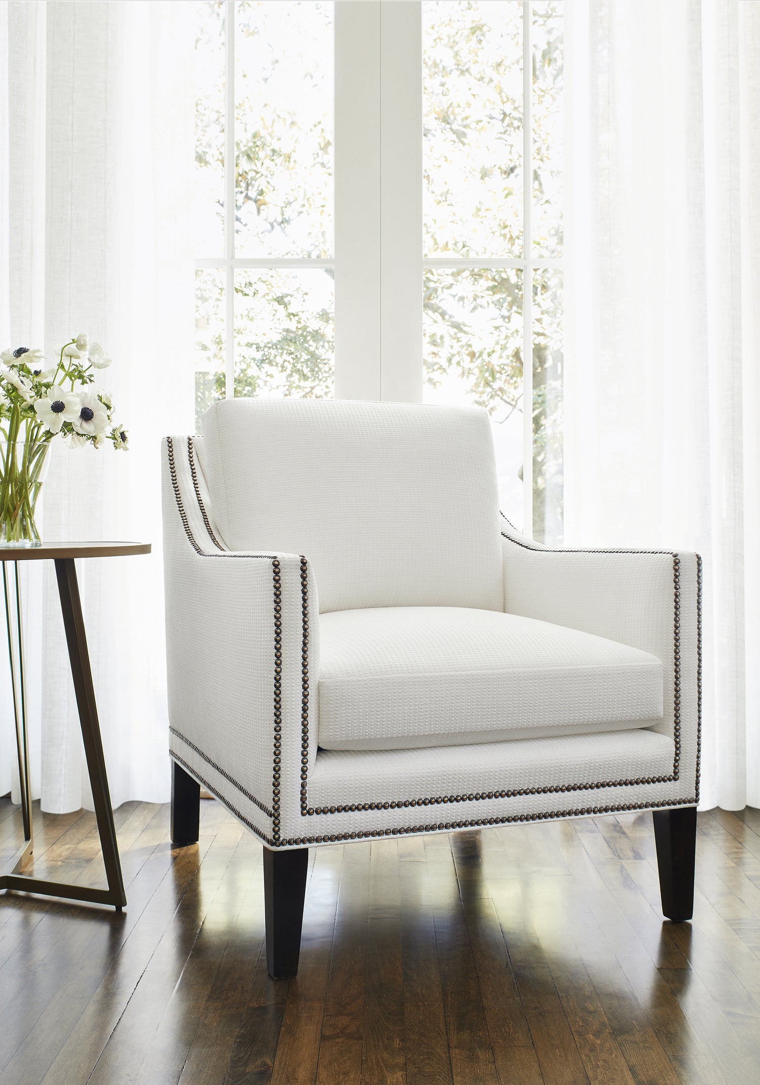 Westwood Chair in Stratus woven fabric in Ivory color - pattern number W75225 - by Thibaut in the Elements collection