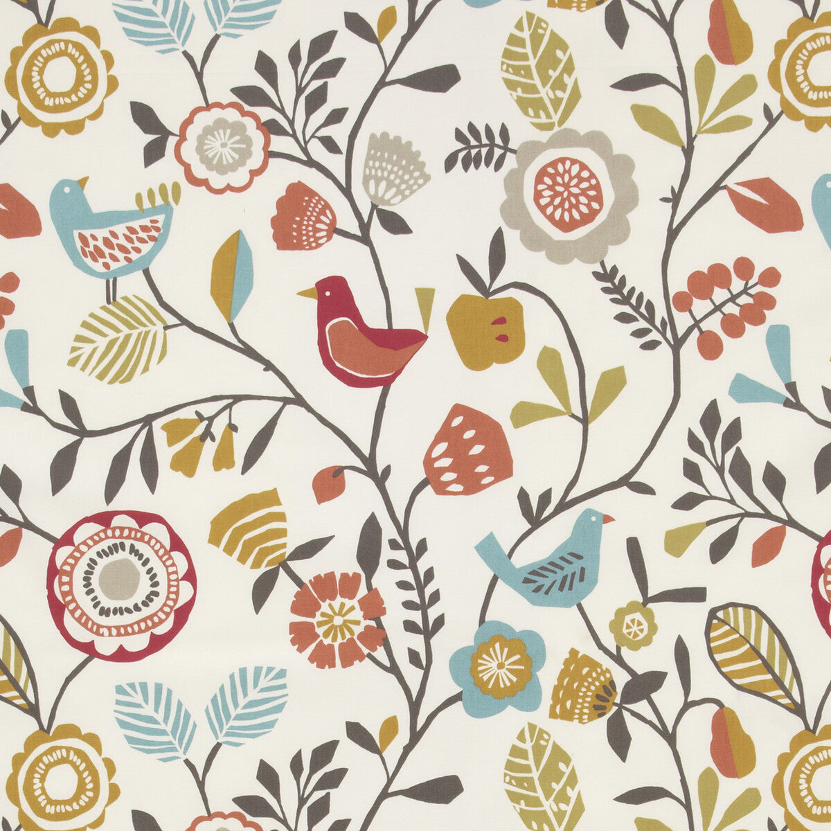 Folki fabric in spice color - pattern F0990/05.CAC.0 - by Clarke And Clarke in the Wilderness By Studio G For C&amp;C collection