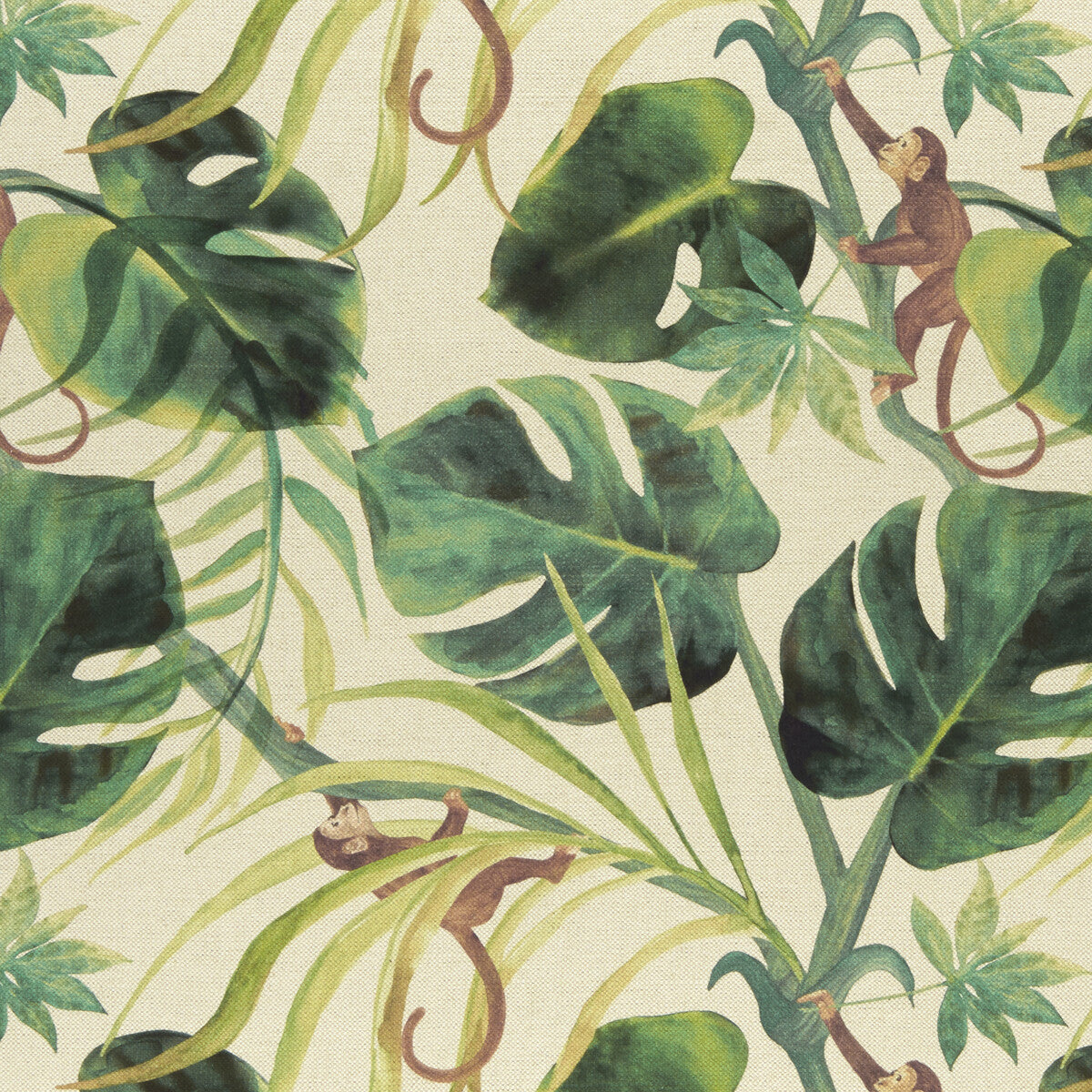 Monkey Business fabric in natural color - pattern F0998/03.CAC.0 - by Clarke And Clarke in the Colony collection