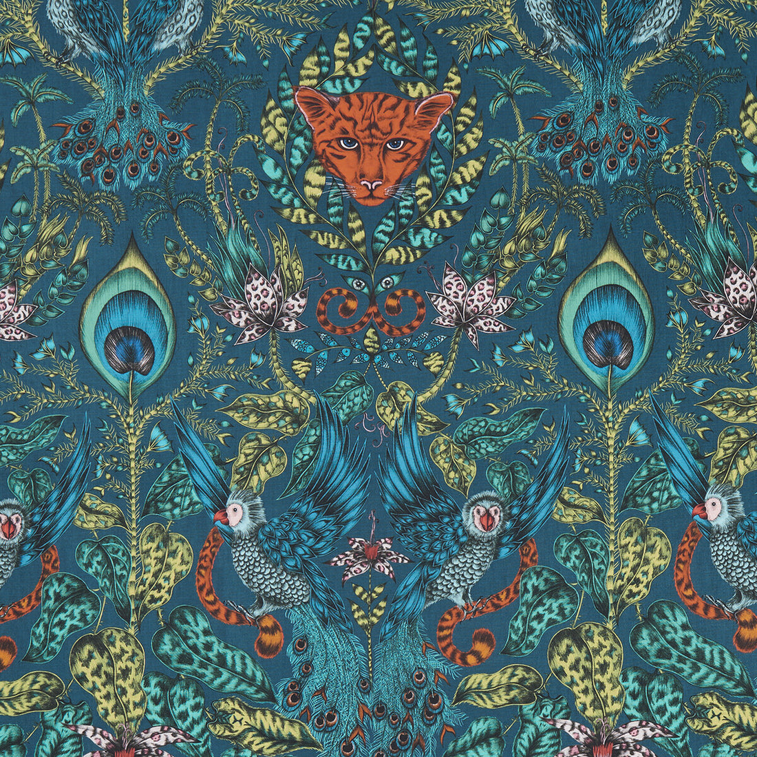 Amazon fabric in navy color - pattern F1107/03.CAC.0 - by Clarke And Clarke in the Animalia By Emma J Shipley For C&amp;C collection