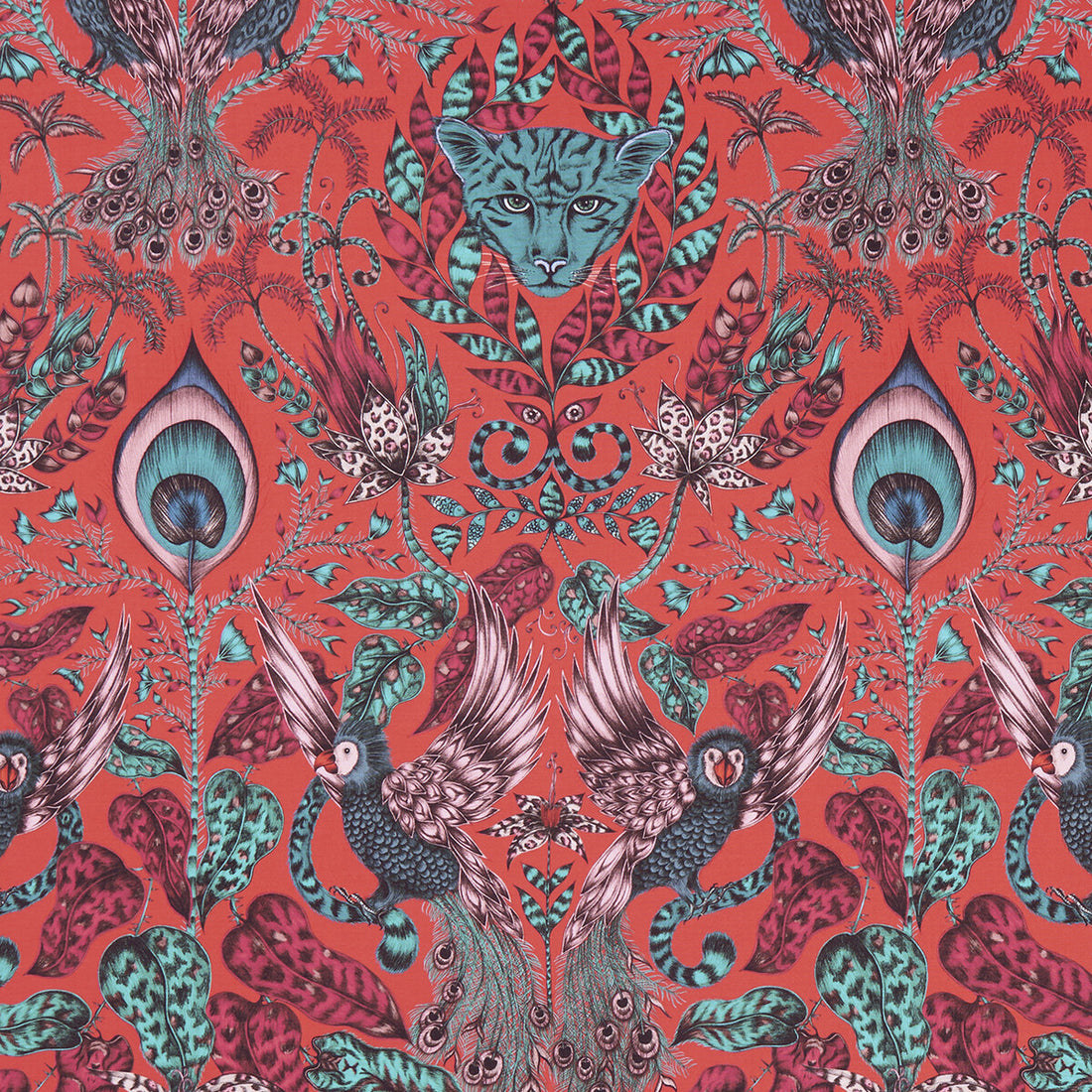Amazon fabric in red color - pattern F1107/05.CAC.0 - by Clarke And Clarke in the Animalia By Emma J Shipley For C&amp;C collection