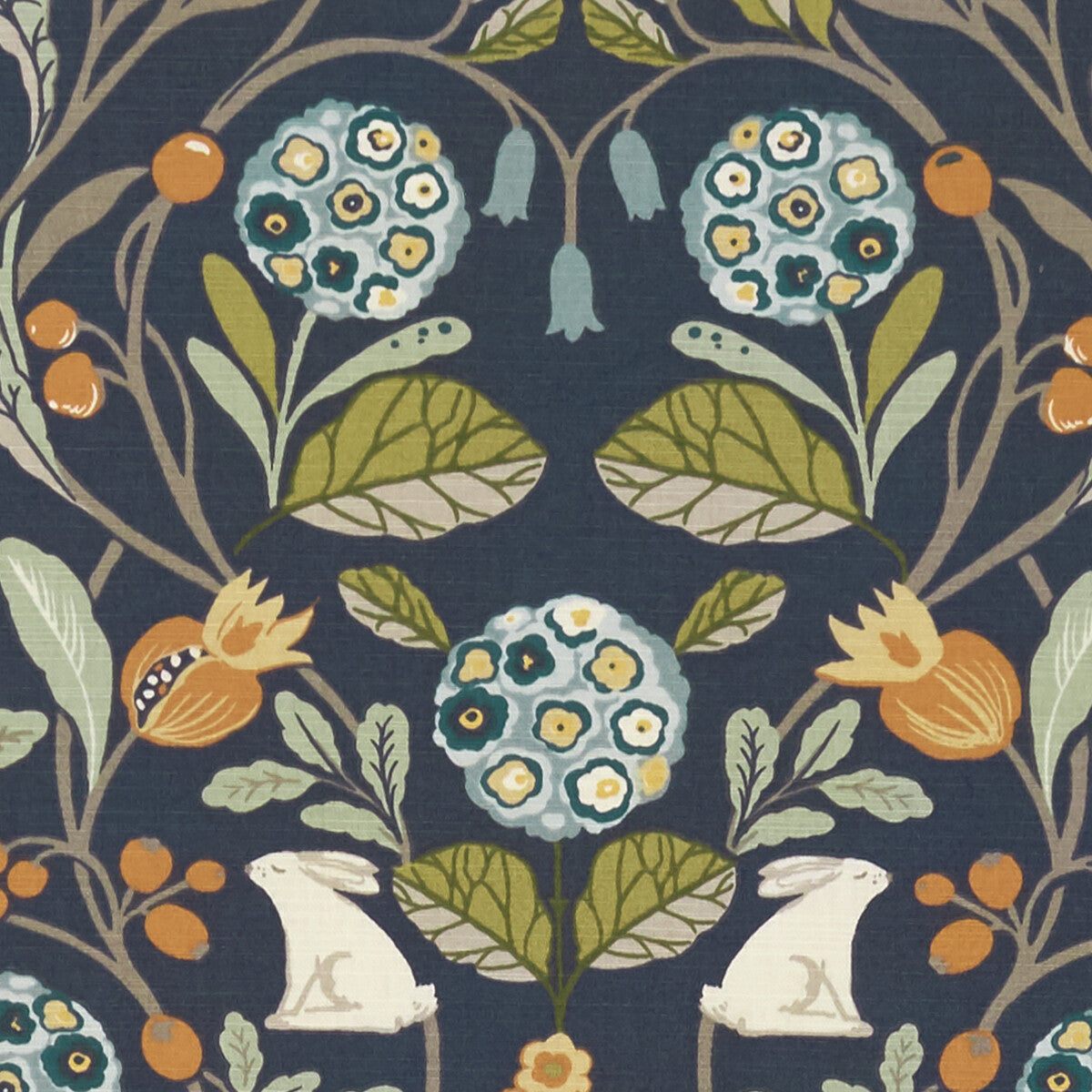 Forester fabric in denim/spice color - pattern F1314/01.CAC.0 - by Clarke And Clarke in the Sherwood By Studio G For C&amp;C collection
