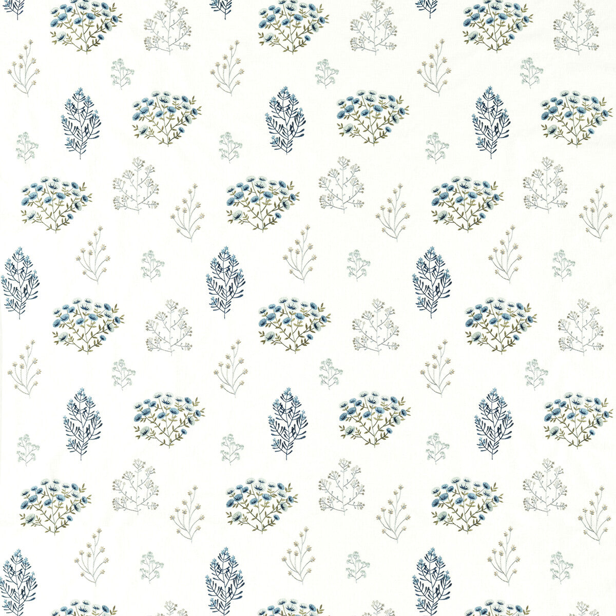 Floris fabric in mineral/denim color - pattern F1431/04.CAC.0 - by Clarke And Clarke in the Clarke &amp; Clarke Botanist collection