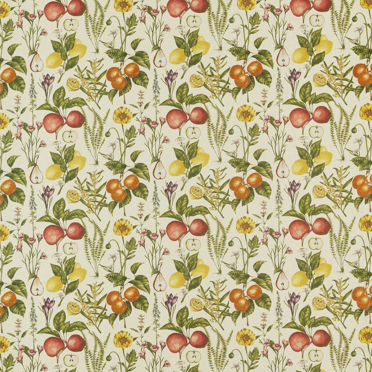 Sorento fabric in multi/linen color - pattern F1509/04.CAC.0 - by Clarke And Clarke in the Clarke &amp; Clarke Pomarium collection