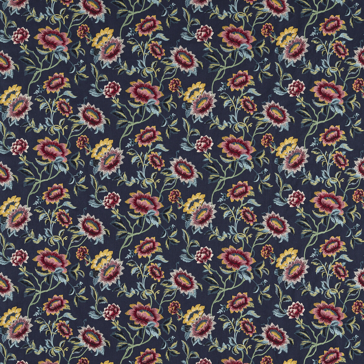 Tonquin fabric in midnight emb color - pattern F1580/03.CAC.0 - by Clarke And Clarke in the Clarke &amp; Clarke Botanical Wonders Fabric collection