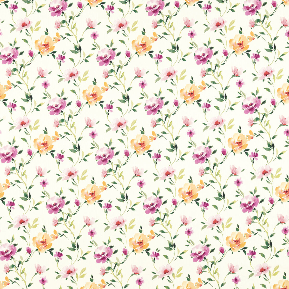 Serena fabric in summer color - pattern F1593/04.CAC.0 - by Clarke And Clarke in the Floral Flourish By Studio G For C&amp;C collection