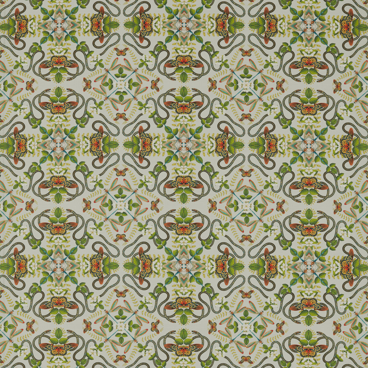 Emerald Forest fabric in smoke linen color - pattern F1599/02.CAC.0 - by Clarke And Clarke in the Clarke &amp; Clarke Botanical Wonders Fabric collection