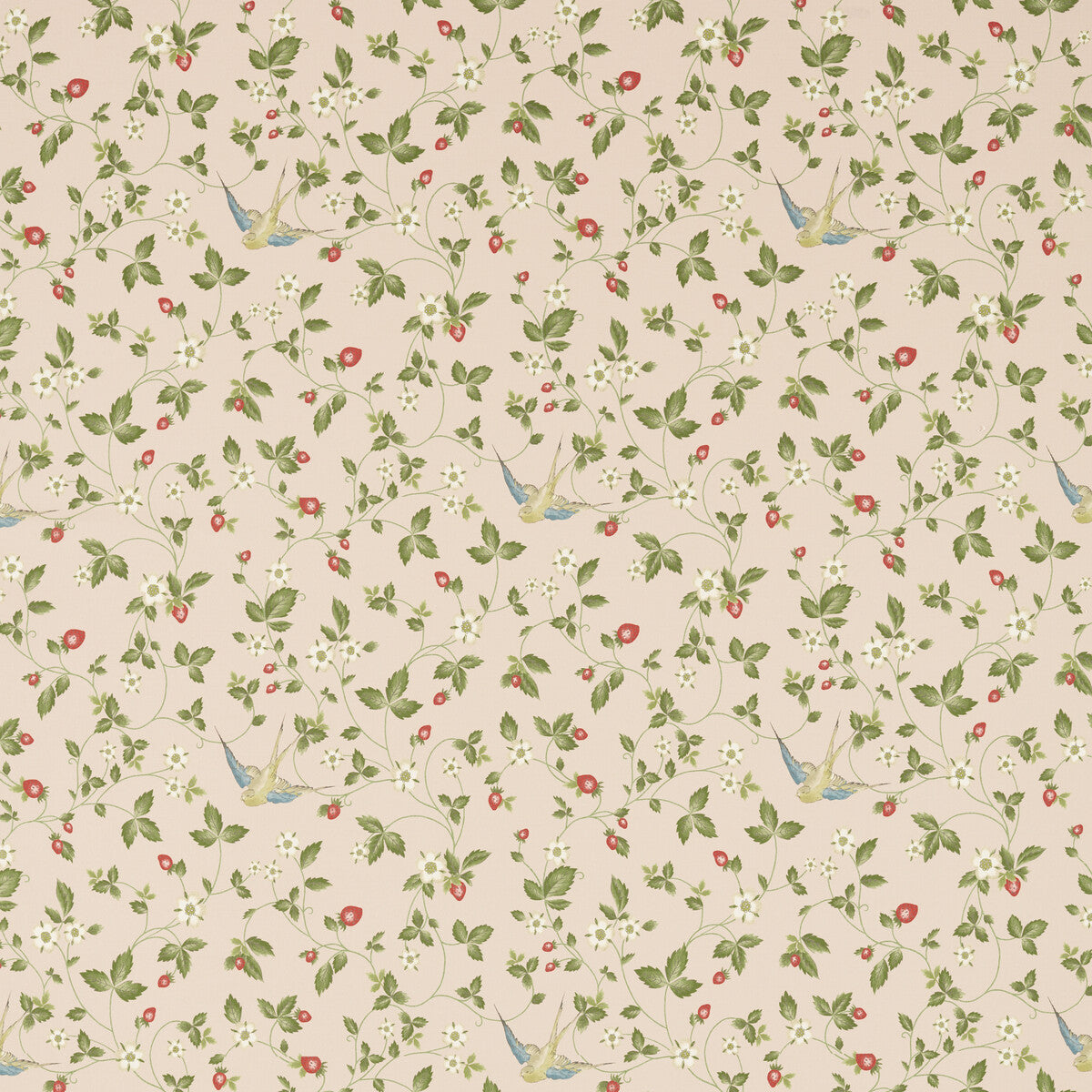 Wild Strawberry fabric in blush linen color - pattern F1606/01.CAC.0 - by Clarke And Clarke in the Clarke &amp; Clarke Botanical Wonders Fabric collection
