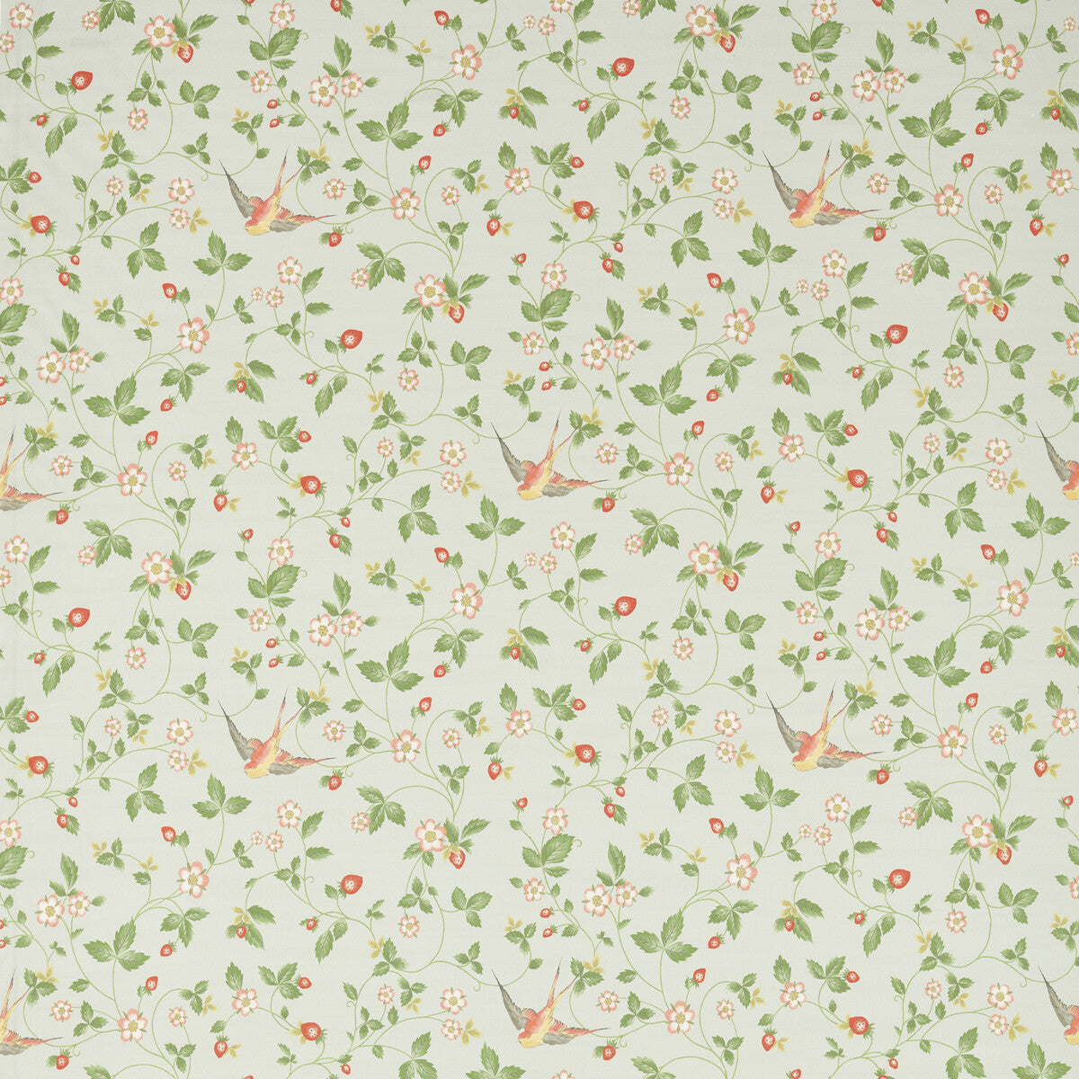 Wild Strawberry fabric in dove linen color - pattern F1606/02.CAC.0 - by Clarke And Clarke in the Clarke &amp; Clarke Botanical Wonders Fabric collection