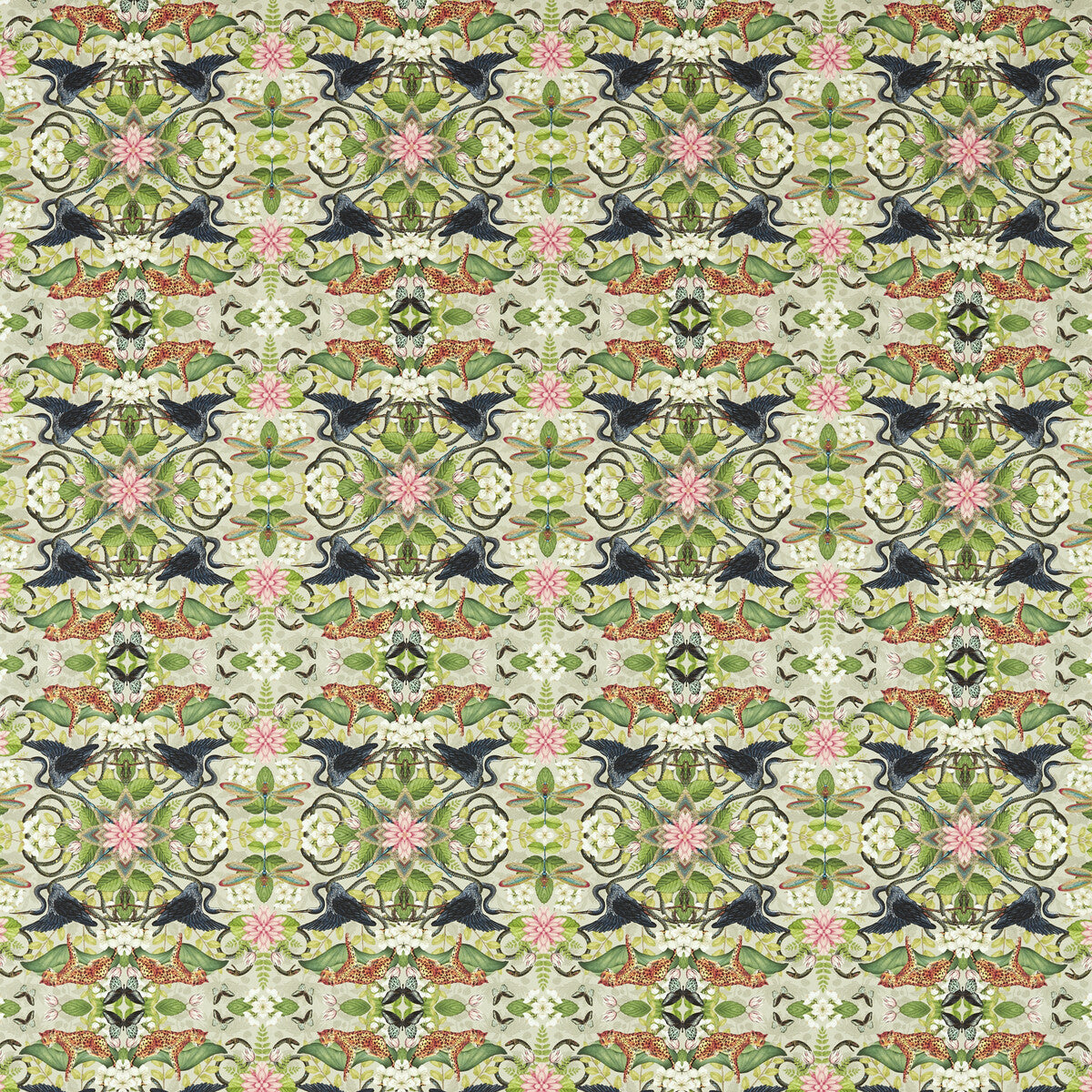 Wonderlust Tea Story fabric in dove color - pattern F1607/01.CAC.0 - by Clarke And Clarke in the Clarke &amp; Clarke Botanical Wonders Fabric collection