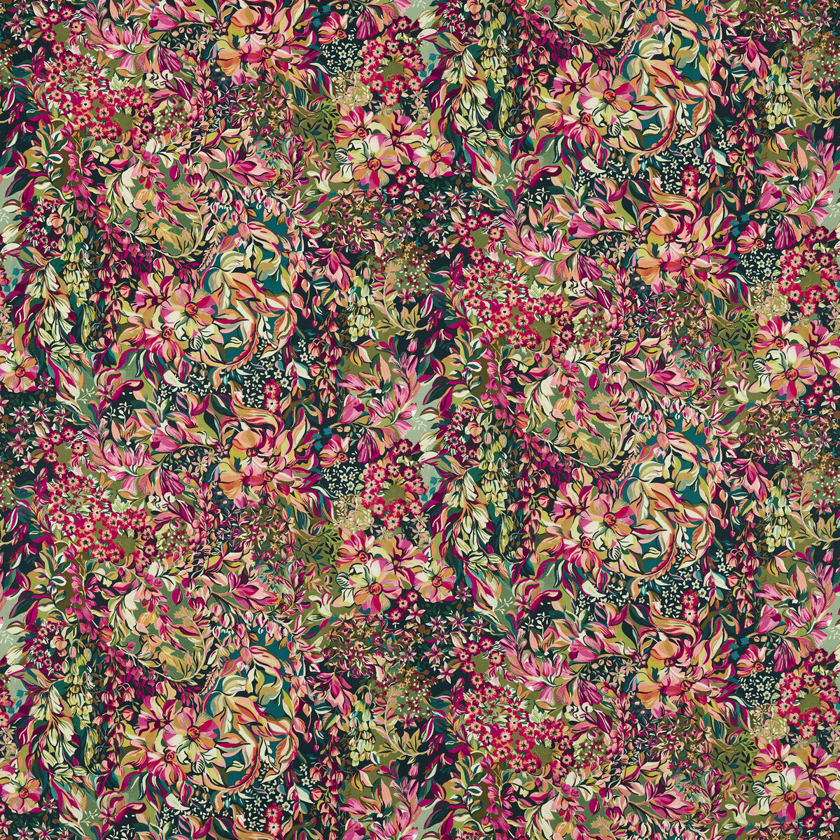 Aubrey Velvet fabric in forest/raspberry color - pattern F1646/01.CAC.0 - by Clarke And Clarke in the Ferndene collection