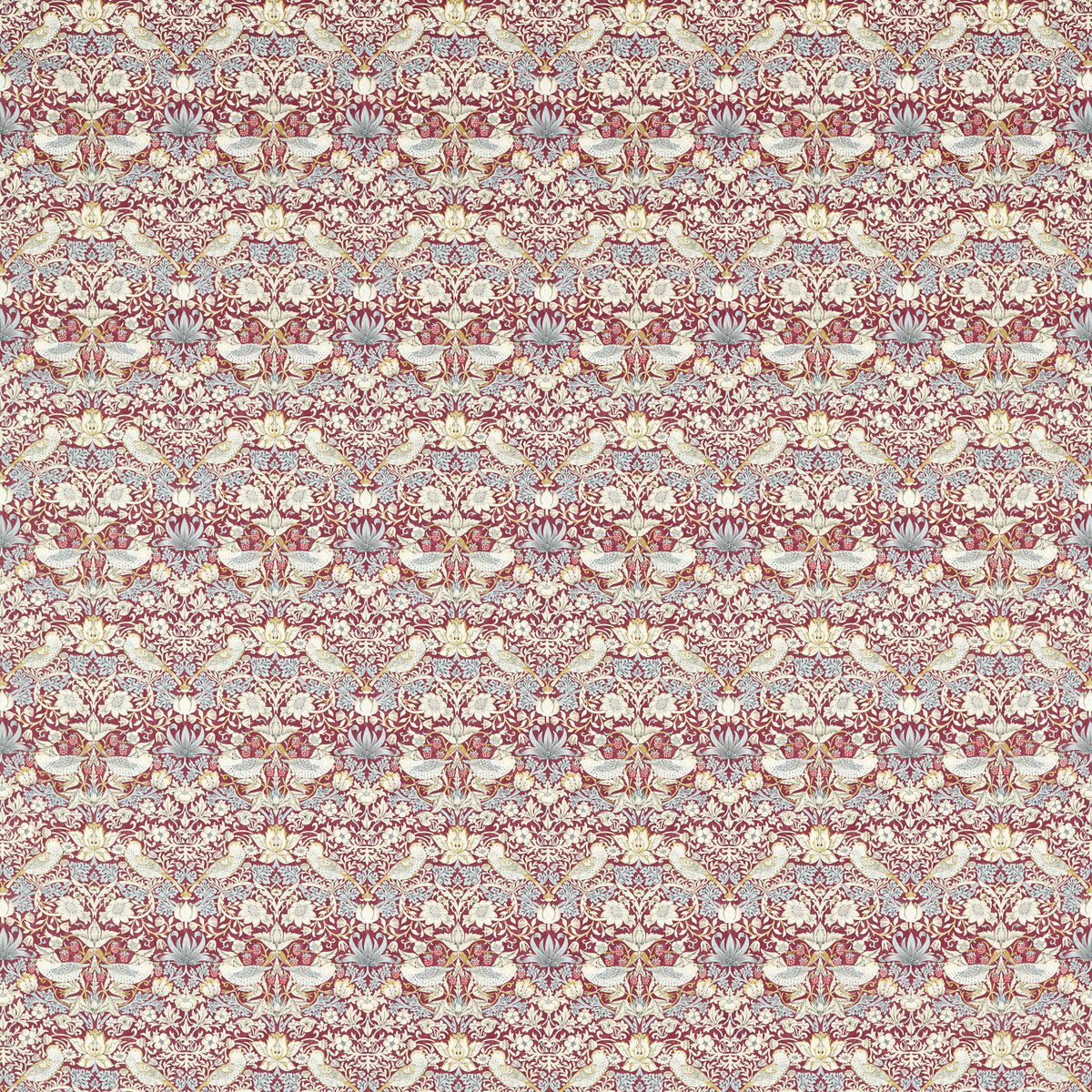 Strawberry Thief fabric in plum color - pattern F1678/03.CAC.0 - by Clarke And Clarke in the Clarke &amp; Clarke William Morris Designs collection