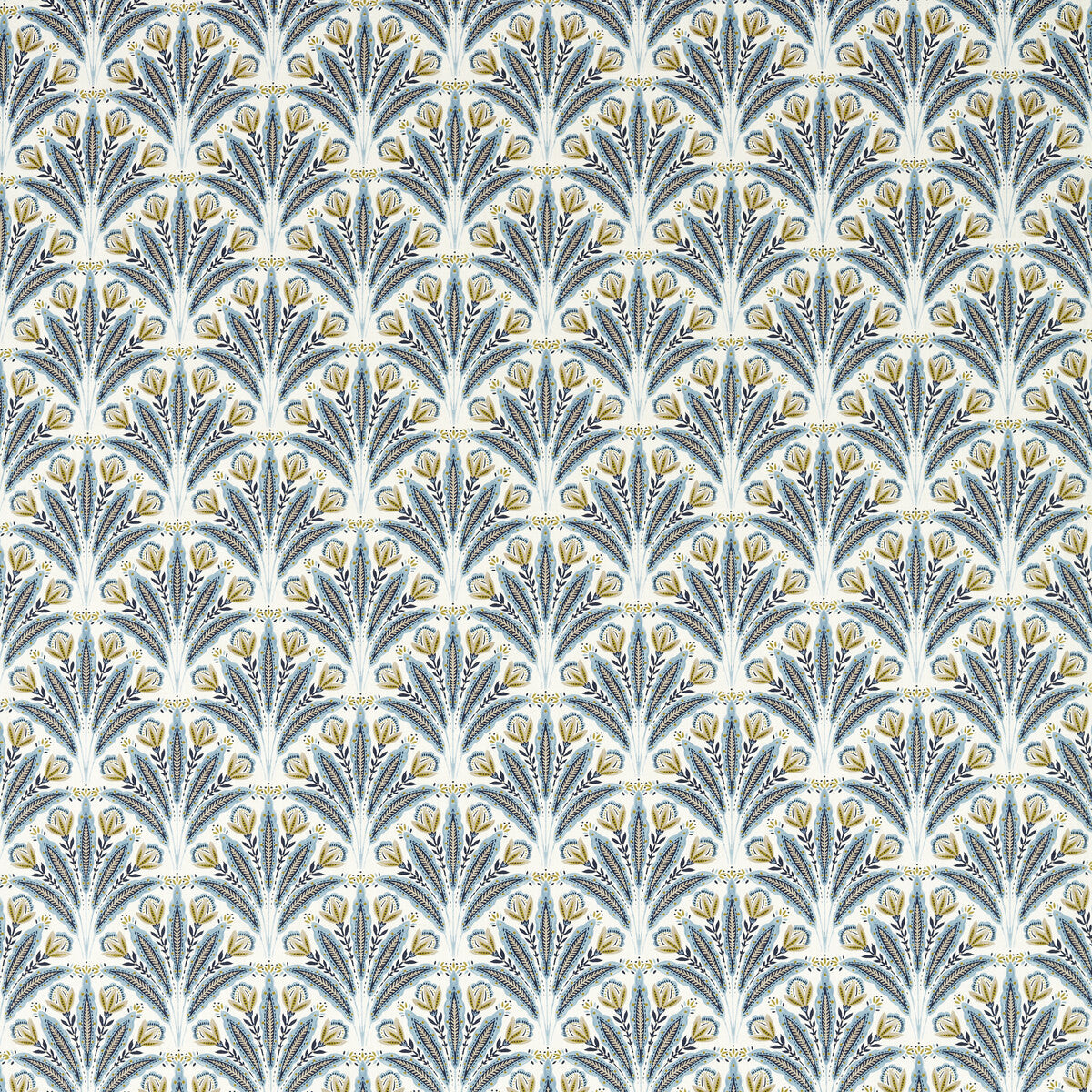 Attingham fabric in denim color - pattern number F1734/02.CAC.0 - by Clarke And Clarke in the Clarke &amp; Clarke Secret Garden collection