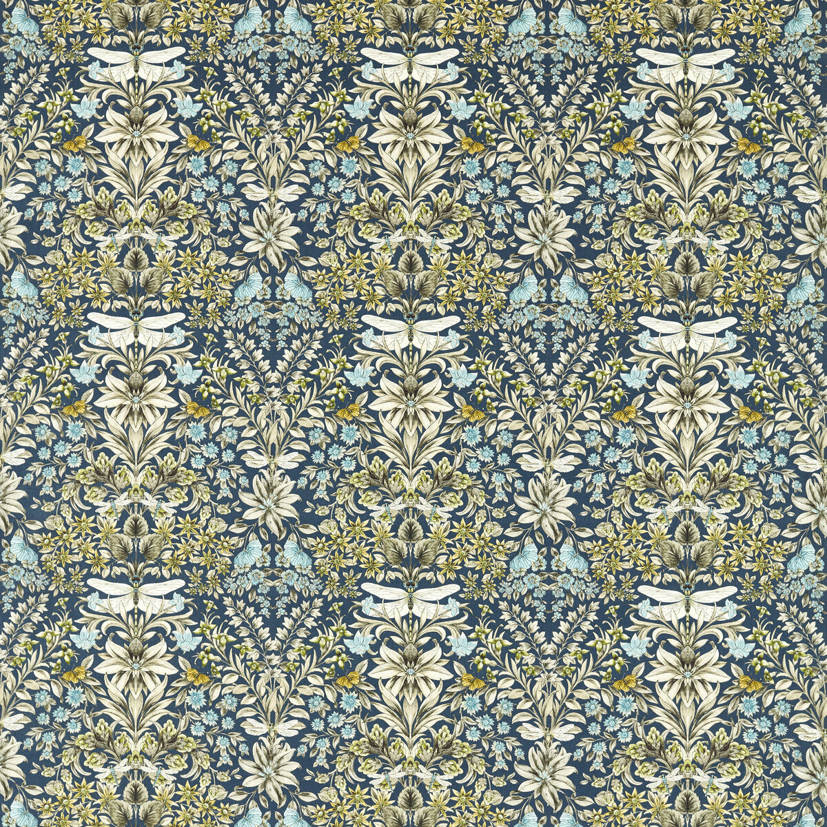 Mirabell fabric in midnight color - pattern number F1737/01.CAC.0 - by Clarke And Clarke in the Clarke &amp; Clarke Secret Garden collection