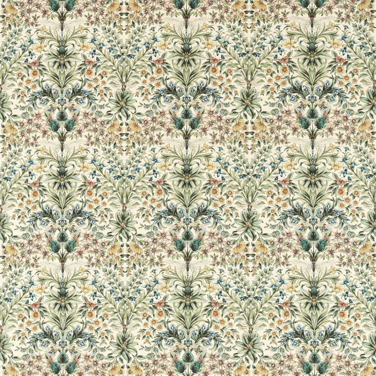 Mirabell fabric in summer color - pattern number F1737/04.CAC.0 - by Clarke And Clarke in the Clarke &amp; Clarke Secret Garden collection
