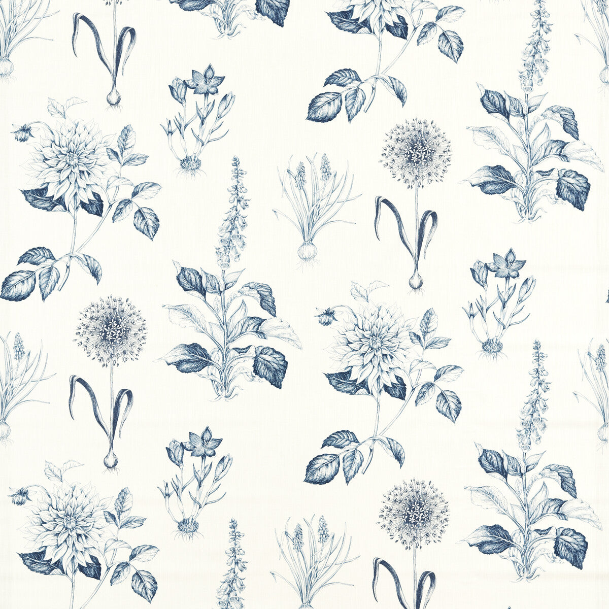 Roseraie fabric in midnight color - pattern number F1738/04.CAC.0 - by Clarke And Clarke in the Clarke &amp; Clarke Secret Garden collection