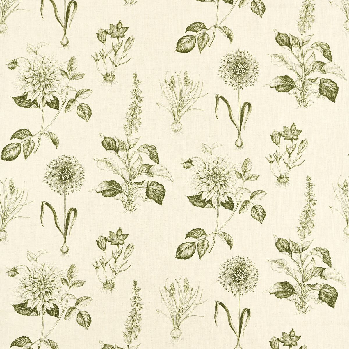 Roseraie fabric in sage color - pattern number F1738/05.CAC.0 - by Clarke And Clarke in the Clarke &amp; Clarke Secret Garden collection