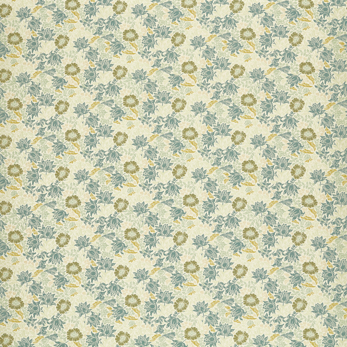Mallow Jacquard fabric in mineral chartreuse color - pattern number F1743/03.CAC.0 - by Clarke And Clarke in the Clarke &amp; Clarke William Morris Weaves collection