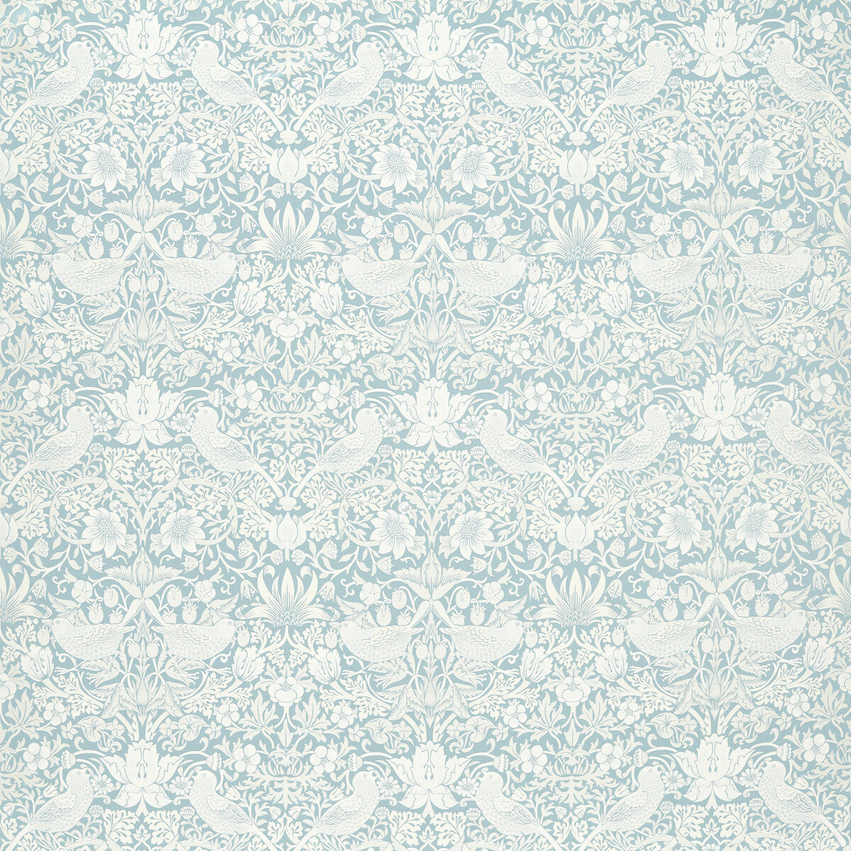 Strawberry Thief Jacquard fabric in mineral color - pattern number F1746/04.CAC.0 - by Clarke And Clarke in the Clarke &amp; Clarke William Morris Weaves collection