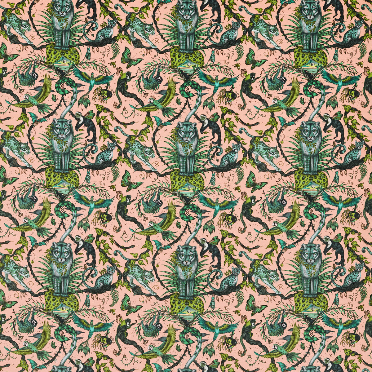 Bosque Dreams Velvet fabric in pink color - pattern number F1749/05.CAC.0 - by Clarke And Clarke in the Mythica By Emma J Shipley For C&amp;C collection